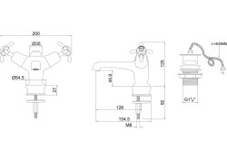 Burlington Anglesey Regent Quarter Turn Monobloc Basin Mixer with Plug & Chain Waste - White