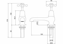 Burlington Claremont Quarter Turn Basin Pillar Taps - Gold