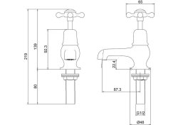 Burlington Claremont Quarter Turn Cloakroom Taps - Gold