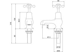 Burlington Claremont Quarter Turn Cloakroom Taps - Nickel