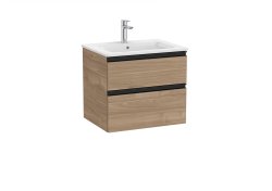 Roca The Gap Walnut 600mm 2 Drawer Vanity Unit with Basin