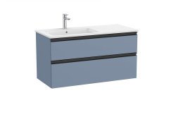 Roca The Gap Matt Blue 1000mm 2 Drawer Vanity Unit with Left Hand Basin