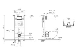 Vitra V-Fix Front Operated 3/6L Wall & Floor Fix 12cm Toilet Frame