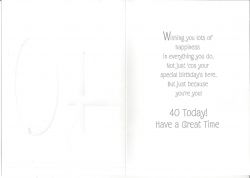 40th Birthday Card - Male - Maroon