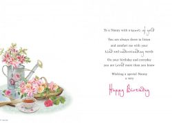 Birthday Card - Nanny - Watering Can Flowers - Glitter - Regal