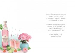 Mother's Day Card - Wife - Pink Gin - Glitter - Regal
