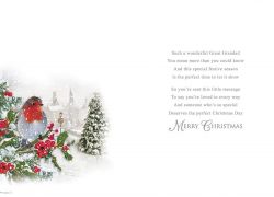 Christmas Card - Great Grandad - Robin - Glitter - Regal