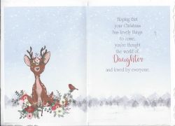 Christmas Card - Daughter - Deer - Glitter - Out of the Blue