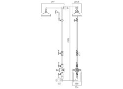 Booth & Co. Axbridge Cross 3 Outlet Exposed Shower Column with Bath Spout - Nickel