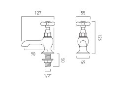 Booth & Co. Axbridge Cross Bath Pillar Taps - Chrome