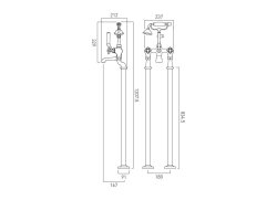 Booth & Co. Axbridge Cross Floor Standing Bath Shower Mixer - Nickel