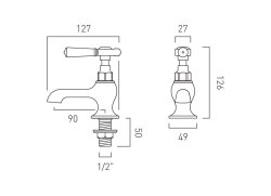 Booth & Co. Axbridge Lever Basin Pillar Taps - Chrome