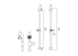 Booth & Co. Axbridge Single Function Slide Rail Shower Kit - Nickel