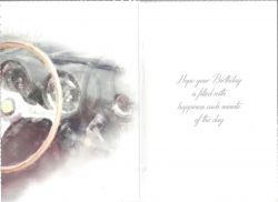 Birthday Card - Cousin - Classic Car Steering Wheel