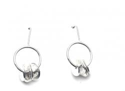 Silver Cairn Stud Hook Circle Earrings