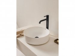 Roca Ona Matt Black Smooth Bodied Extended Height Basin Mixer with Click-Clack Waste