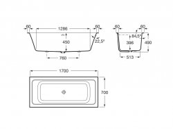 Roca Stonex Rectangular 1700 x 750mm Drop-In Bath