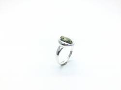 Silver Green Amber Fancy Ring