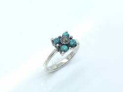 Silver CreatedTurquoise And Marcasite Ring