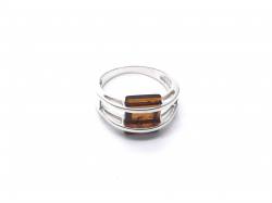 Silver Square Shaped Amber Ring
