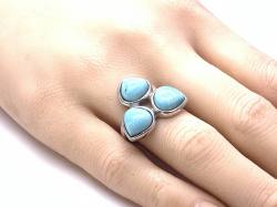 Silver Turquoise 3 Stone Ring