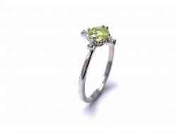Silver Pale Green CZ Fancy Solitaire Ring K