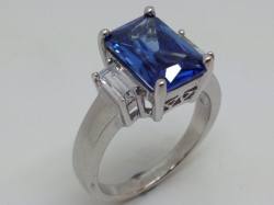 Silver Blue & White CZ Ring