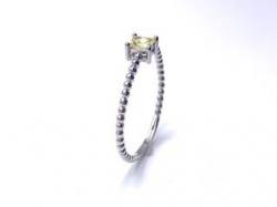 Silver Yellow CZ Square Cut Solitaire Ring I