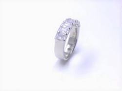 Silver Oblong cut Clear CZ 7 Stone Ring