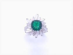 Silver Green CZ Cluster Ring M