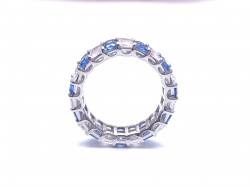 Silver Blue & White CZ Full Eternity Ring P
