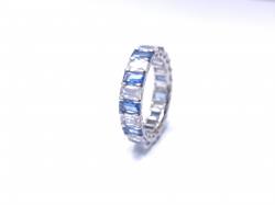 Silver Blue & White CZ Full Eternity Ring P