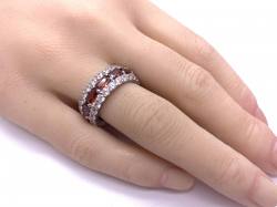 Silver Red & White CZ Full Eternity Ring M