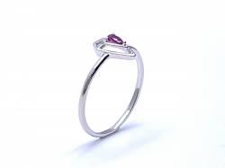 Silver Red CZ Solitaire Kite Design Ring