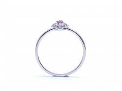 Silver Red CZ Solitaire Kite Design Ring