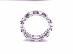 Silver Red & White CZ Full Eternity Ring S
