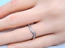 Silver CZ Pointed Wishbone Ring