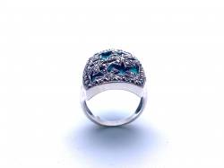 Silver Marcasite & Turquoise Oblong Fancy Ring