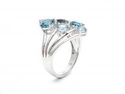 Silver 3 Colour Blue Topaz Cluster Ring
