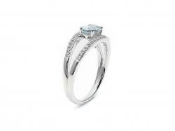 Silver Oval Aquamarine & CZ Ring