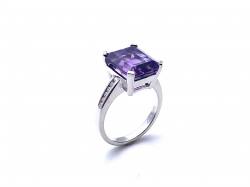 Silver Amethyst and CZ Ring