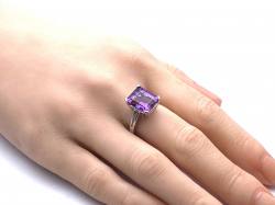 Silver Amethyst and CZ Ring