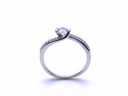 Silver CZ Solitaire Ring with Stone Set Shoulders