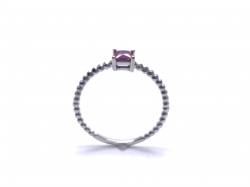 Silver Red Square CZ Solitaire Ring