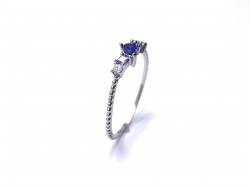 Silver Dark Blue Lilac & Clear CZ Fancy Ring