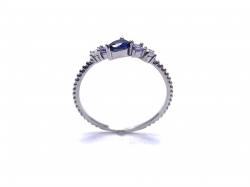 Silver Dark Blue Lilac & Clear CZ Fancy Ring