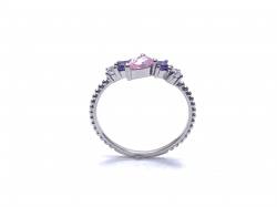 Silver Pink Lilac & Clear CZ Fancy Ring