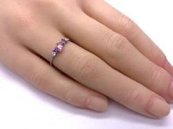 Silver Pink Lilac & Clear CZ Fancy Ring