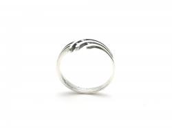Silver Banded Crossover Wishbone Ring