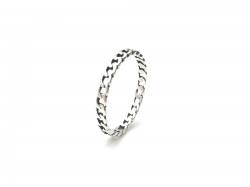 Silver Curb Chain Link Band Ring